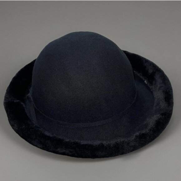 Vintage Betmar Plaza Suite Wool Scarf Hat Black Fur Brim - Picture 2 of 8